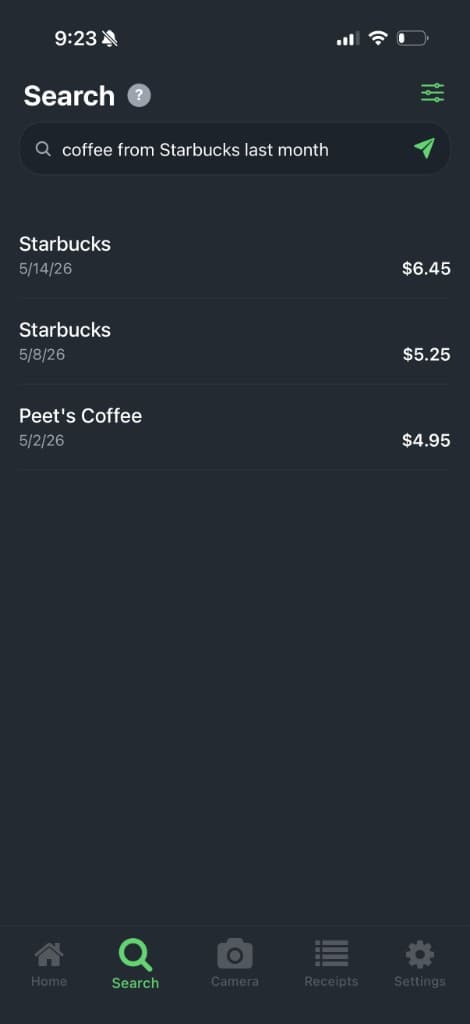Search for coffee from Starbucks last month